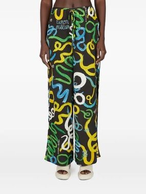 Simon Miller Snake Pit Flash Pants Abstract Print Wide Leg Drawstring Small